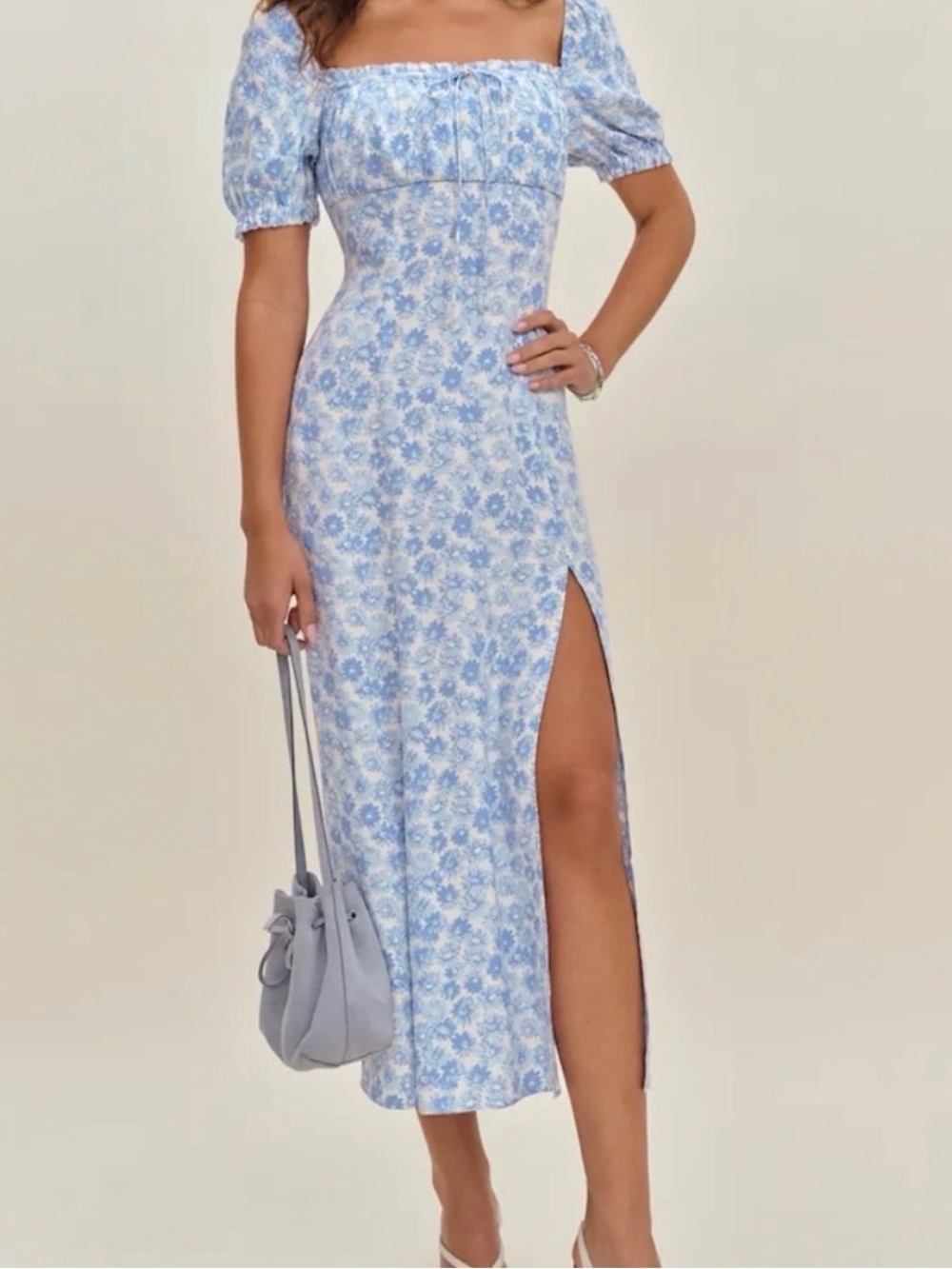 Reformation Haisley Dress Blue Daisy 4